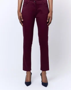 Pantalon 7/8 slim uni AUBERGINE Femme
