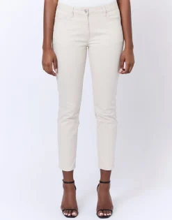 Pantalon 7/8 slim uni BEIGE Femme