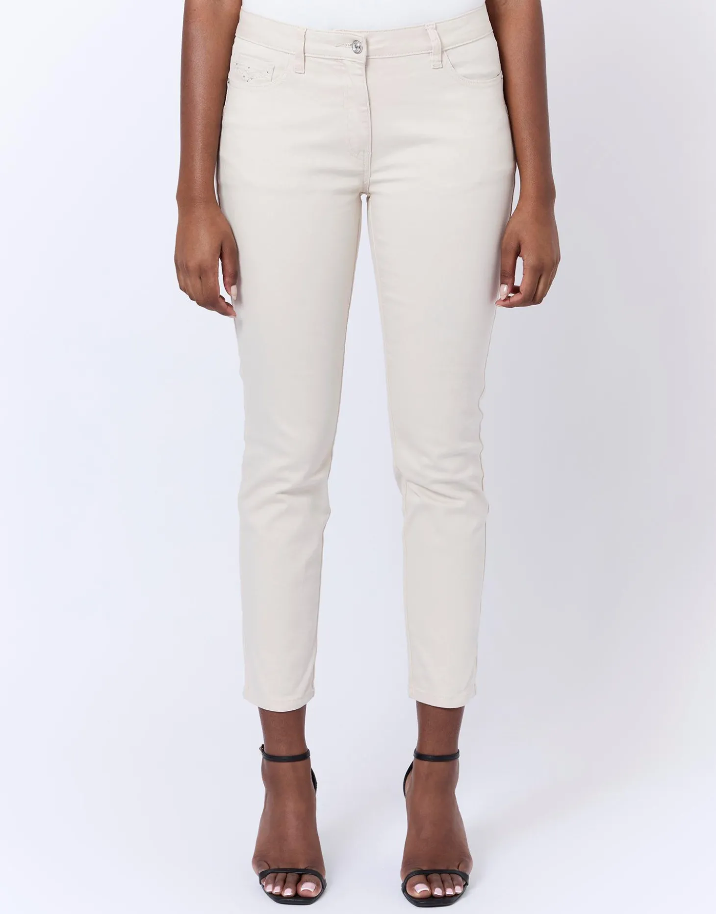 Pantalon 7/8 slim uni BEIGE Femme