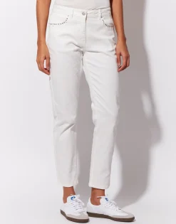 Pantalon 7/8 slim uni BLANC Femme