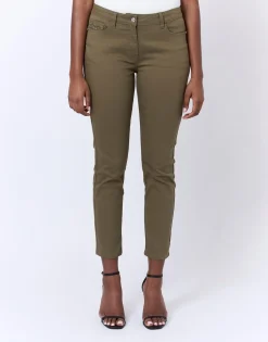 Pantalon 7/8 slim uni KAKI Femme
