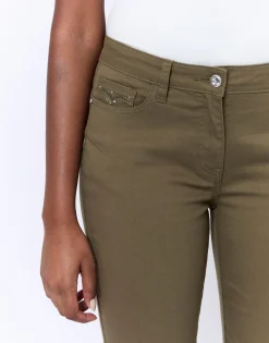Pantalon 7/8 slim uni KAKI Femme