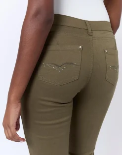 Pantalon 7/8 slim uni KAKI Femme