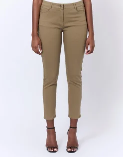 Pantalon 7/8 slim uni KAKI Femme