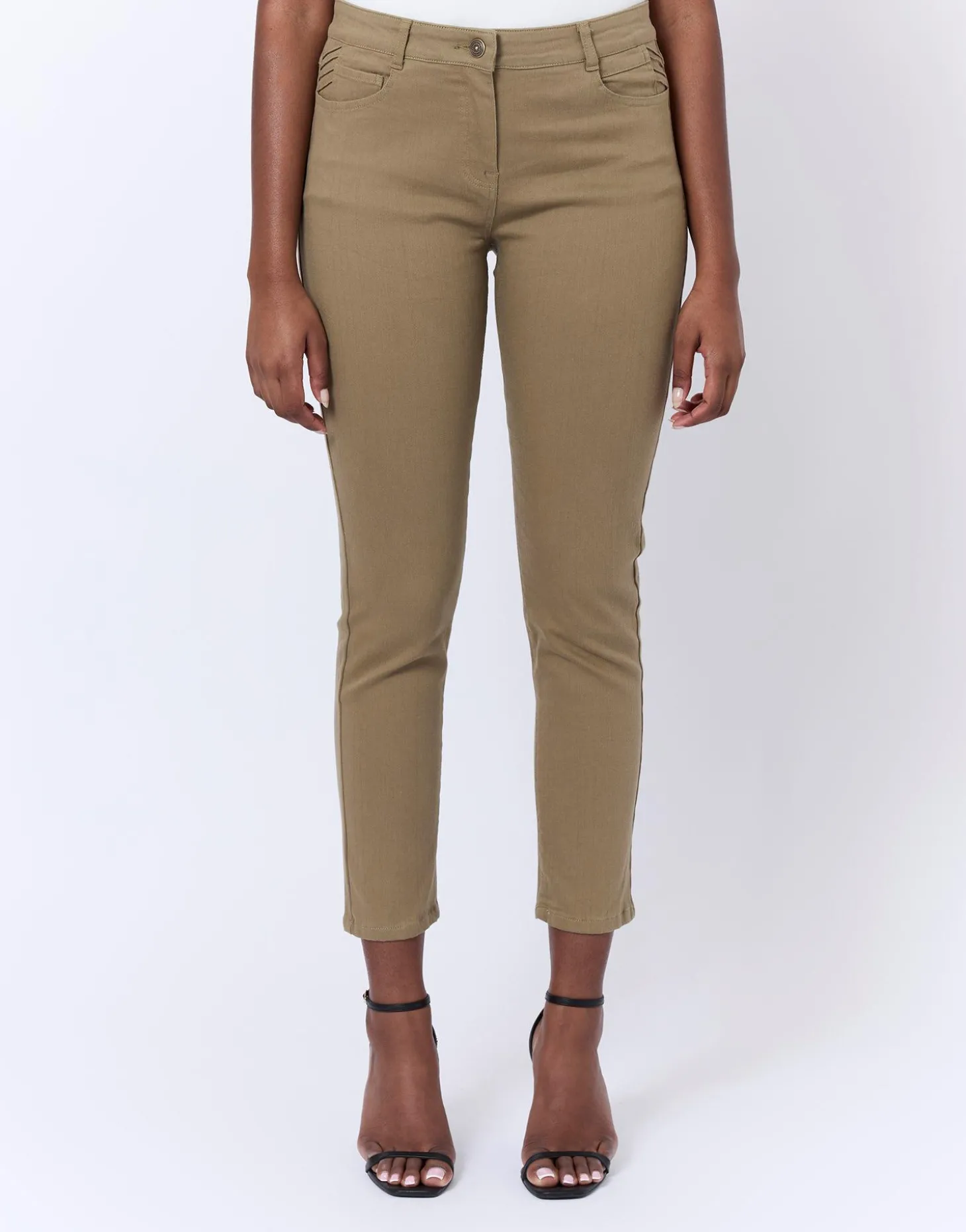 Pantalon 7/8 slim uni KAKI Femme