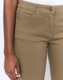 Pantalon 7/8 slim uni KAKI Femme