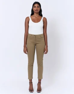 Pantalon 7/8 slim uni KAKI Femme