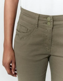 Pantalon 7/8 slim uni KAKI Femme