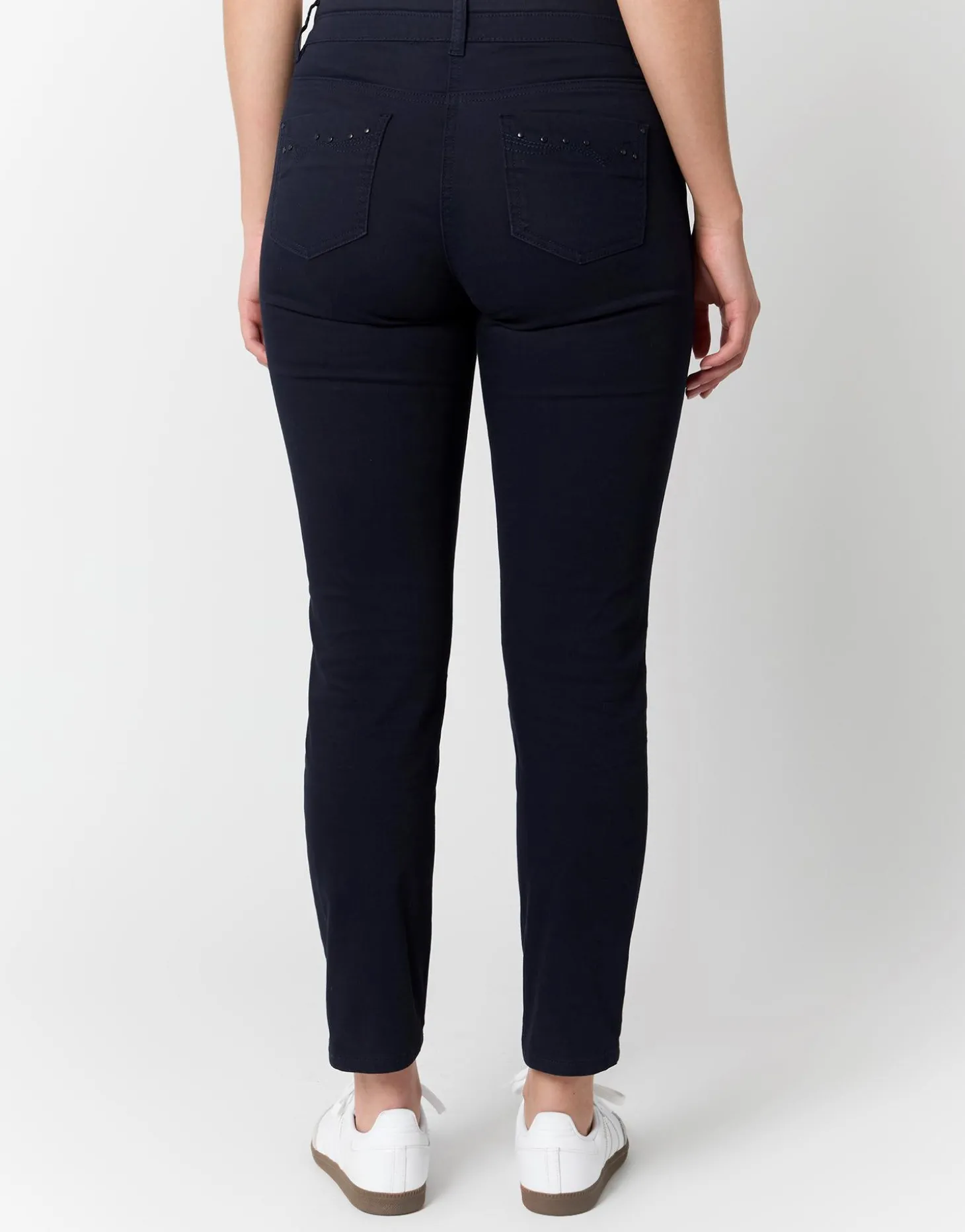 Pantalon 7/8 slim uni MARINE Femme