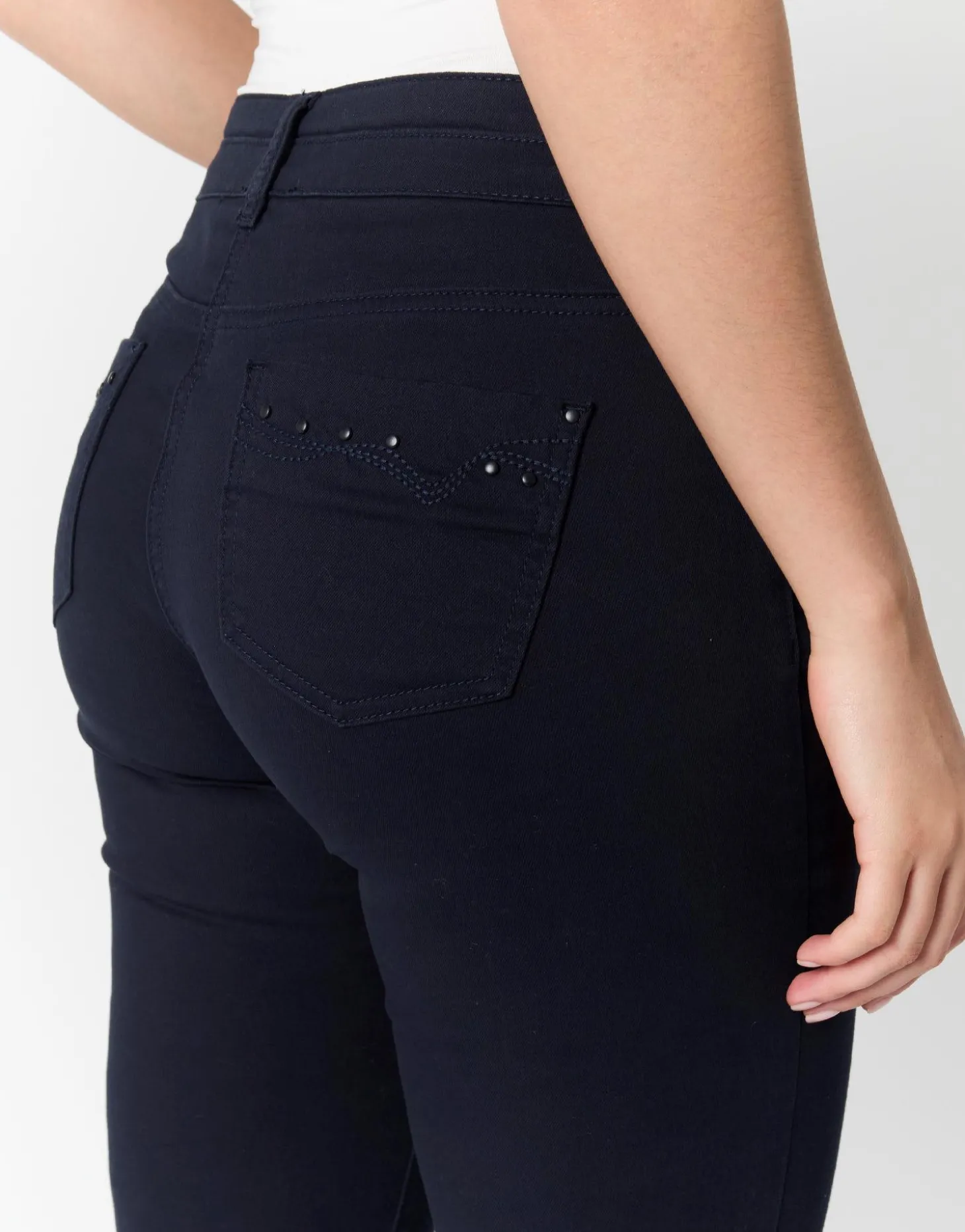 Pantalon 7/8 slim uni MARINE Femme