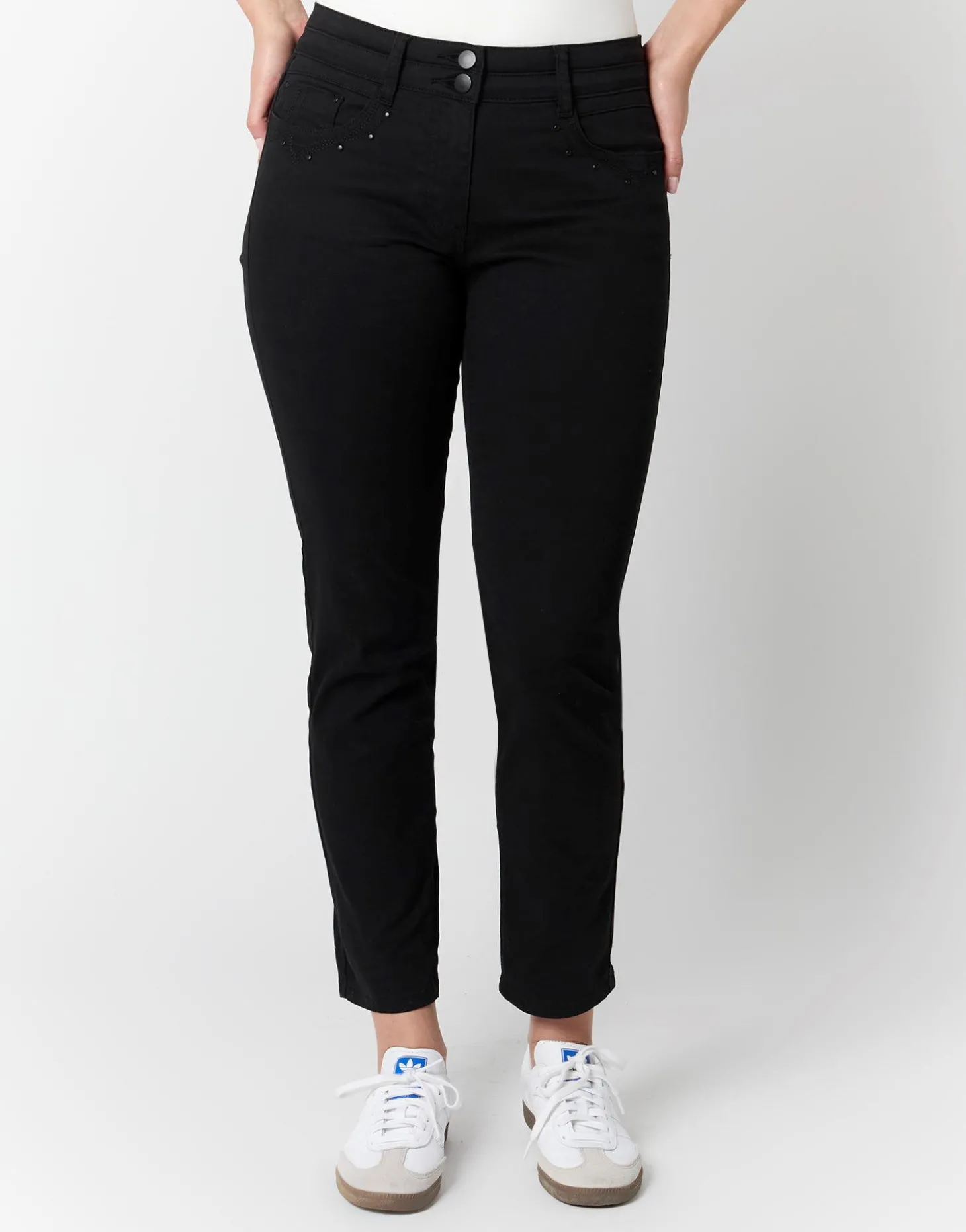 Pantalon 7/8 slim uni NOIR Femme