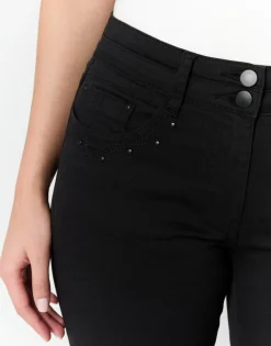 Pantalon 7/8 slim uni NOIR Femme