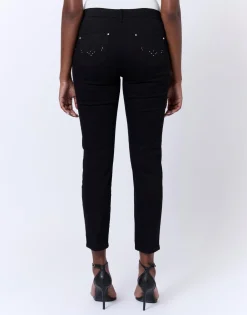 Pantalon 7/8 slim uni NOIR Femme