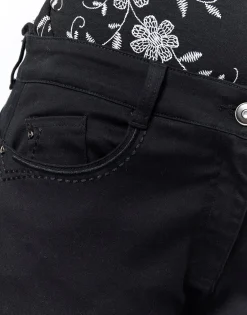Pantalon 7/8 slim uni NOIR Femme