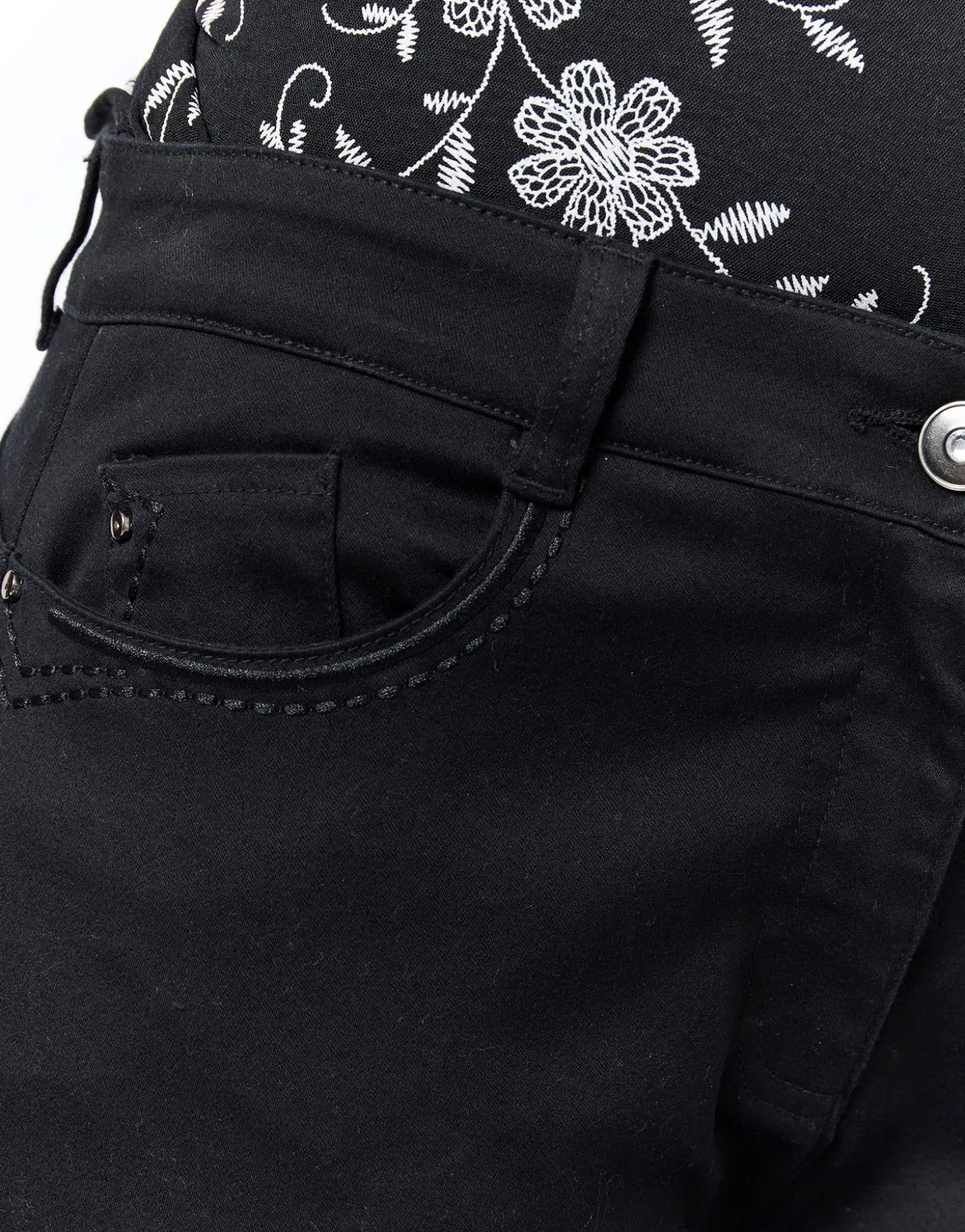 Pantalon 7/8 slim uni NOIR Femme