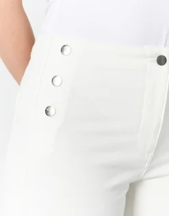 Pantalon cropped large uni BLANC Femme