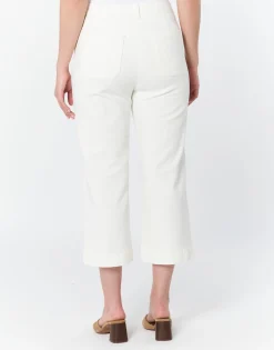 Pantalon cropped large uni BLANC Femme