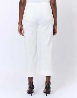 Pantalon cropped uni BLANC Femme