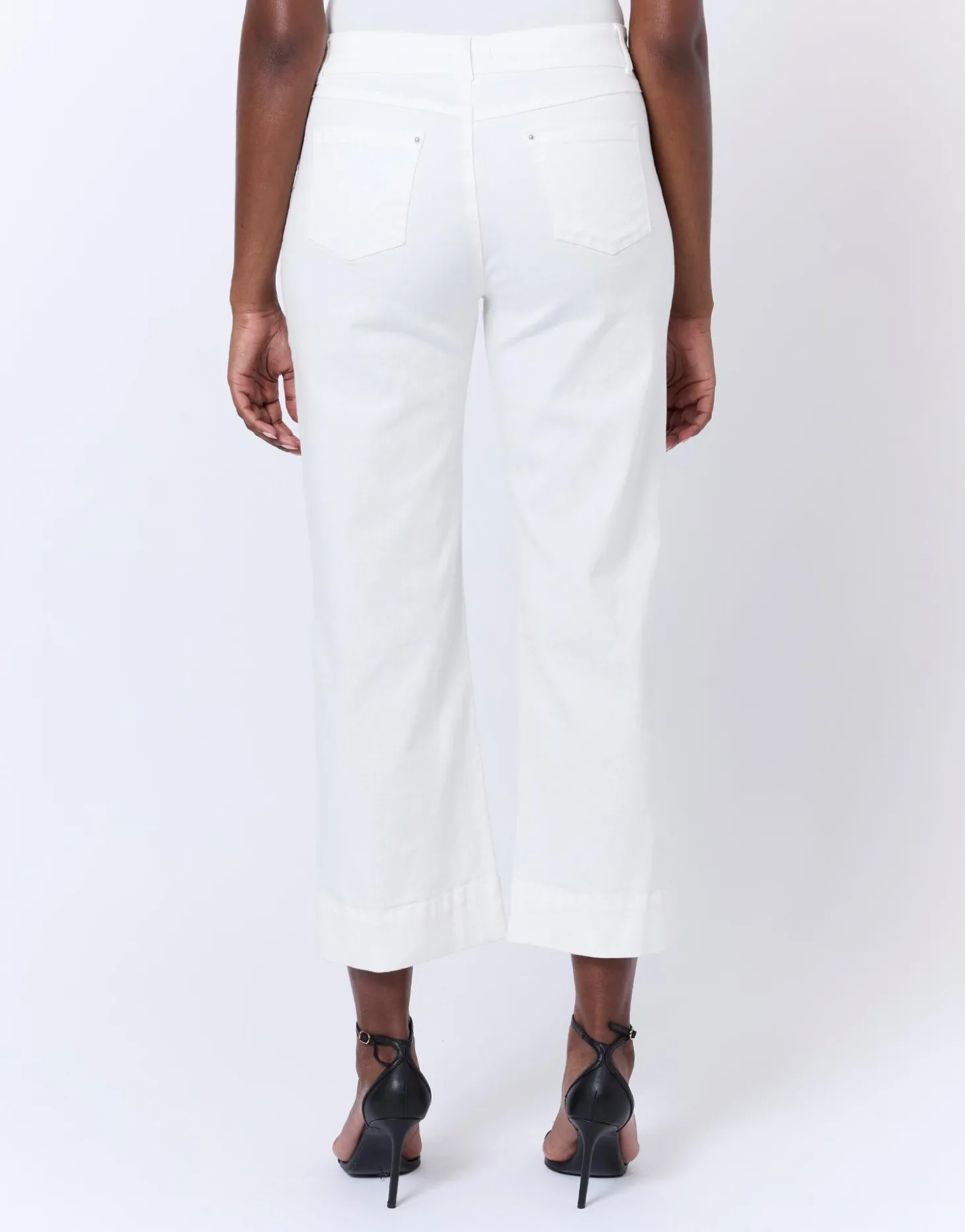 Pantalon cropped uni BLANC Femme