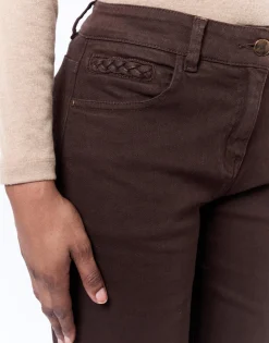 Pantalon long flare uni MARRON Femme