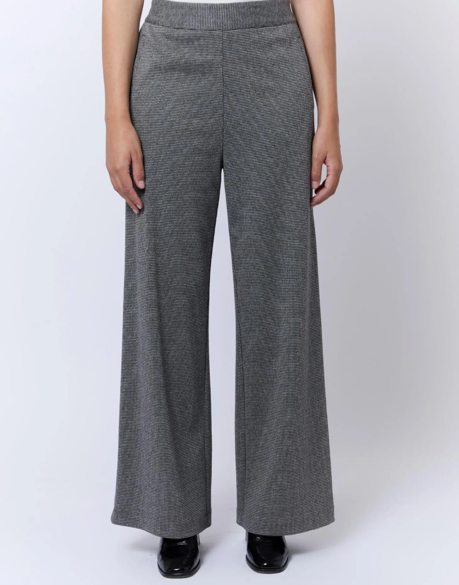 Pantalon long large pied de puce GRIS Femme