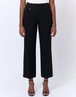 Pantalon long large rayé NOIR Femme