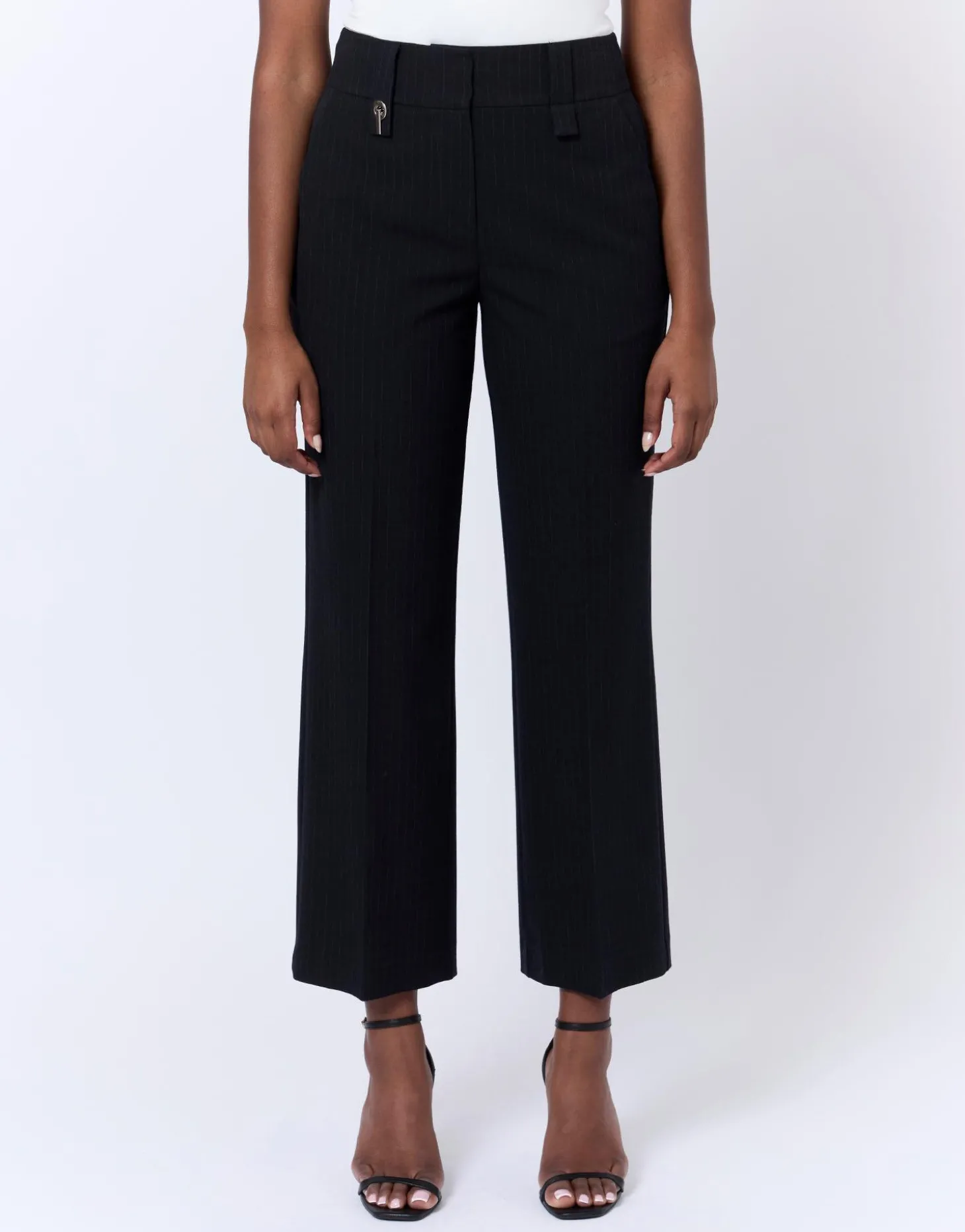 Pantalon long large rayé NOIR Femme
