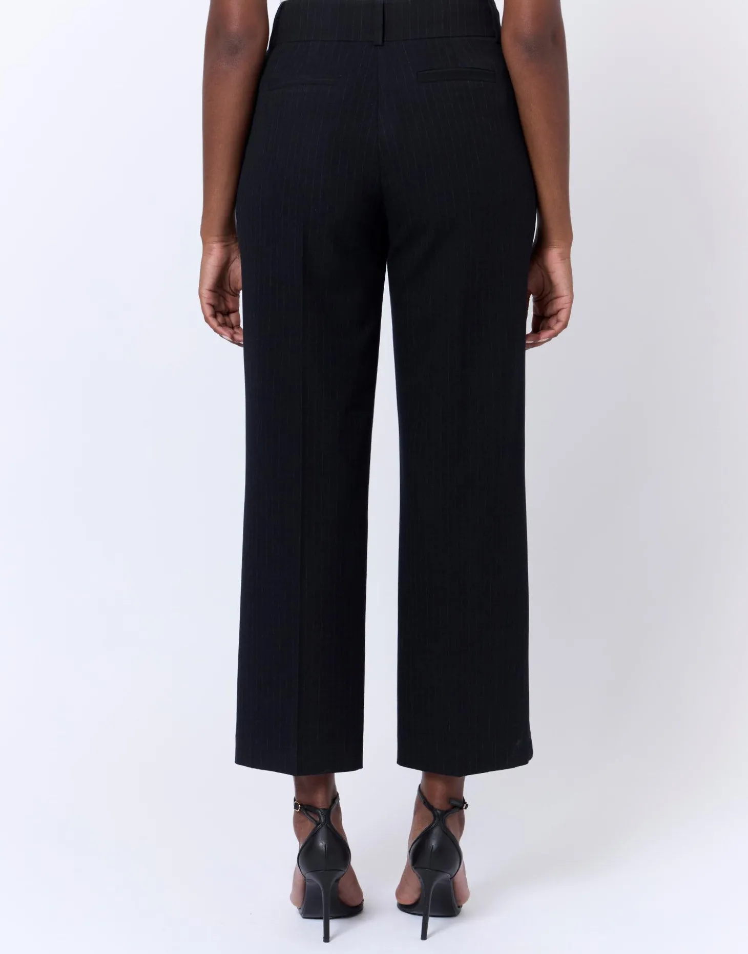 Pantalon long large rayé NOIR Femme