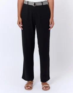 Pantalon long large uni NOIR Femme