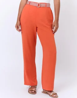 Pantalon long large uni ORANGE Femme