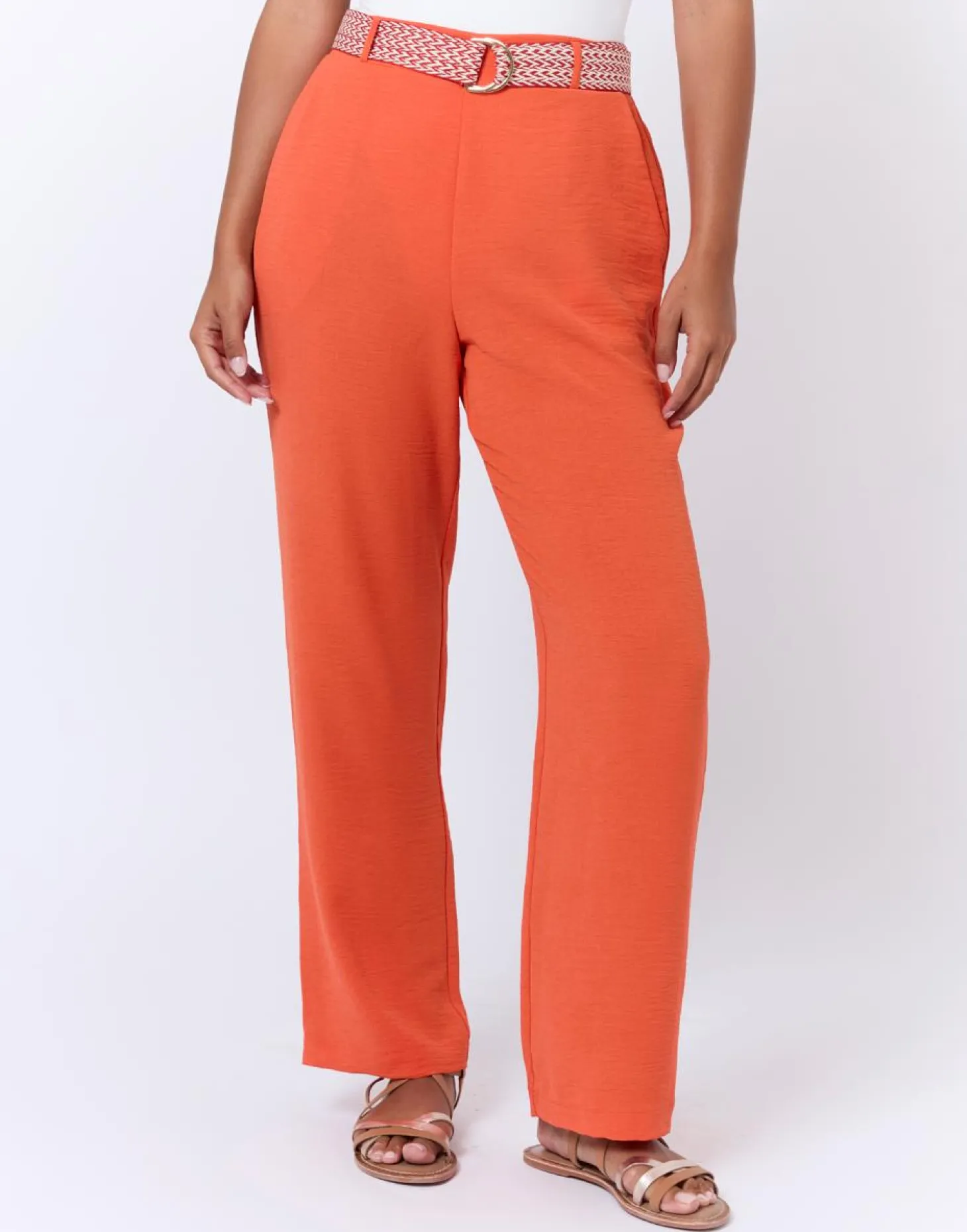Pantalon long large uni ORANGE Femme