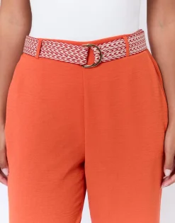 Pantalon long large uni ORANGE Femme