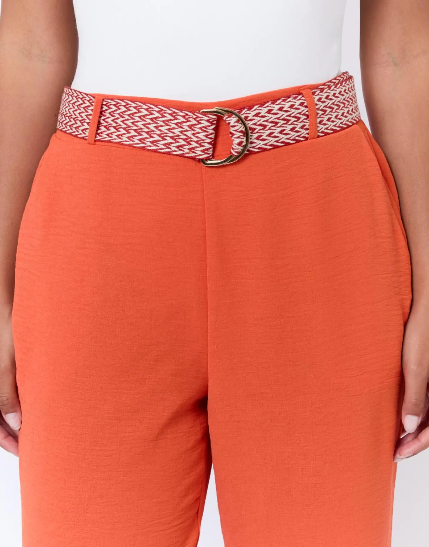 Pantalon long large uni ORANGE Femme