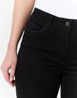 Pantalon pantacourt slim uni NOIR Femme
