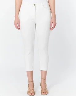 Pantalon pantacourt slim uni BLANC Femme
