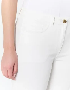 Pantalon pantacourt slim uni BLANC Femme