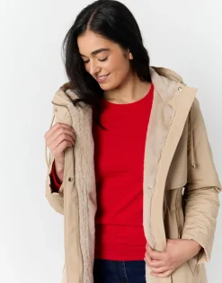 Parka longue unie BEIGE Femme