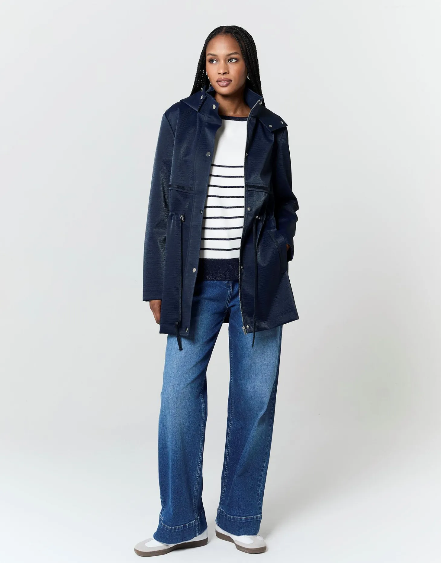 Parka mi-longue enduite MARINE Femme