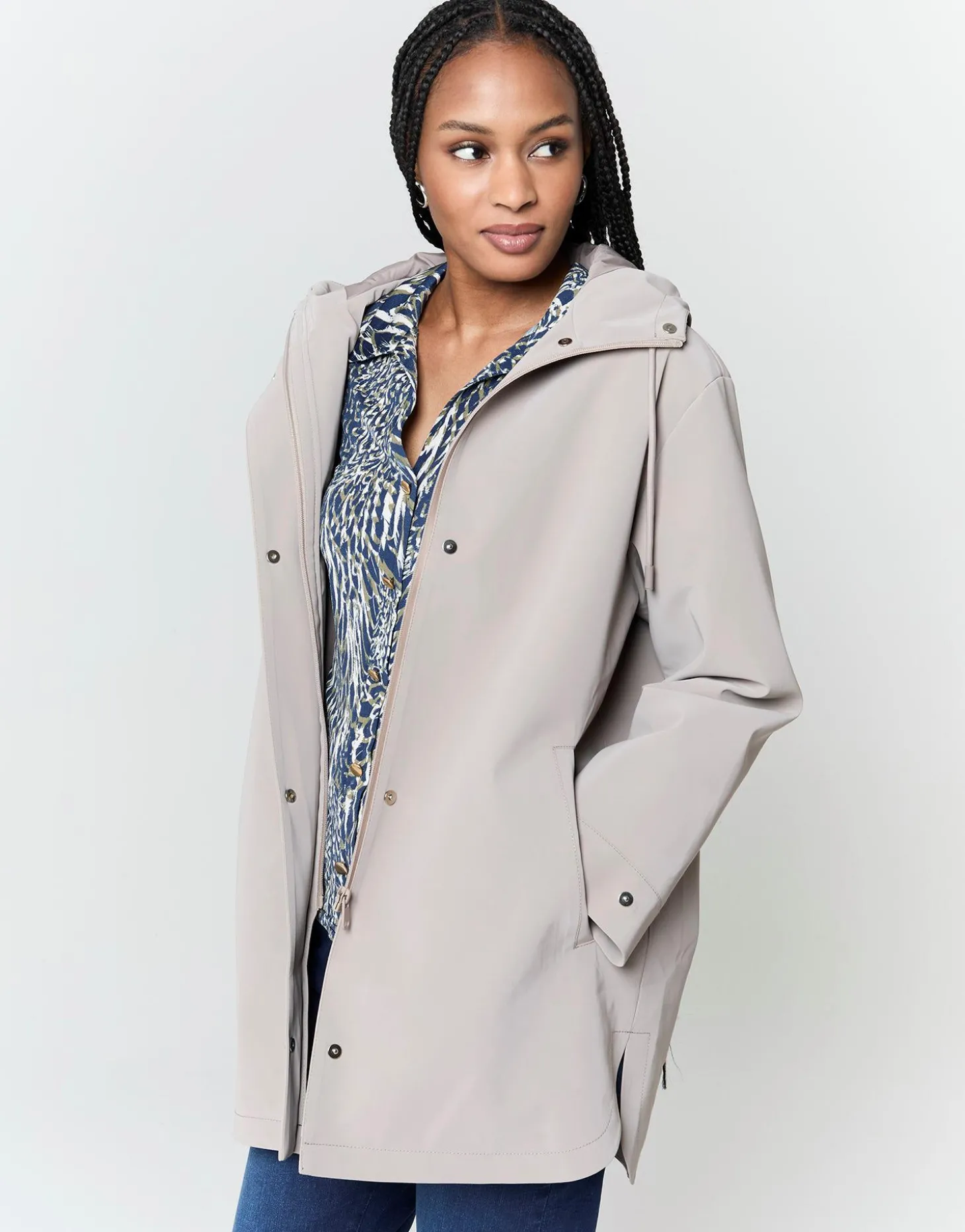 Parka mi-longue unie TAUPE Femme