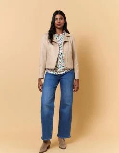 Perfecto court uni BEIGE Femme