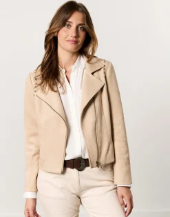 Perfecto court uni BEIGE Femme
