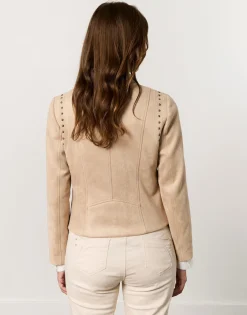 Perfecto court uni BEIGE Femme