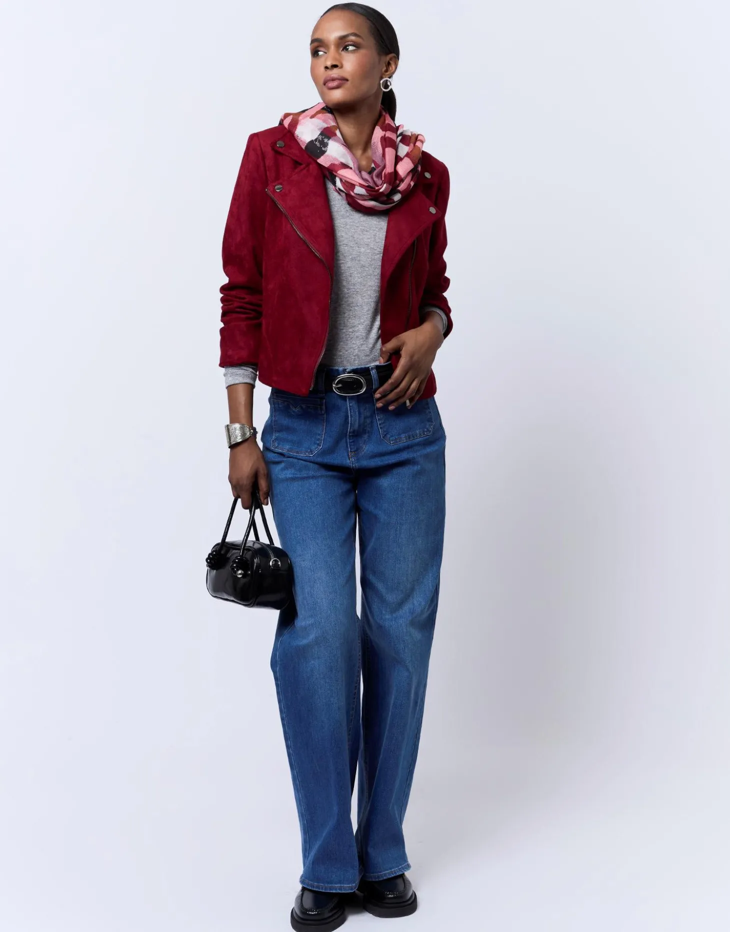 Perfecto court uni BORDEAUX Femme