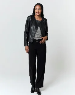 Perfecto court uni NOIR Femme