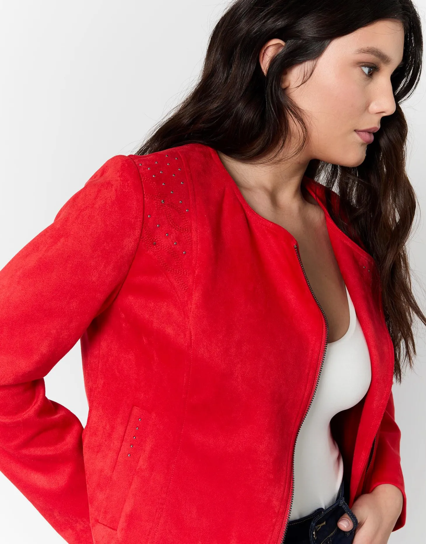 Perfecto court uni ROUGE Femme