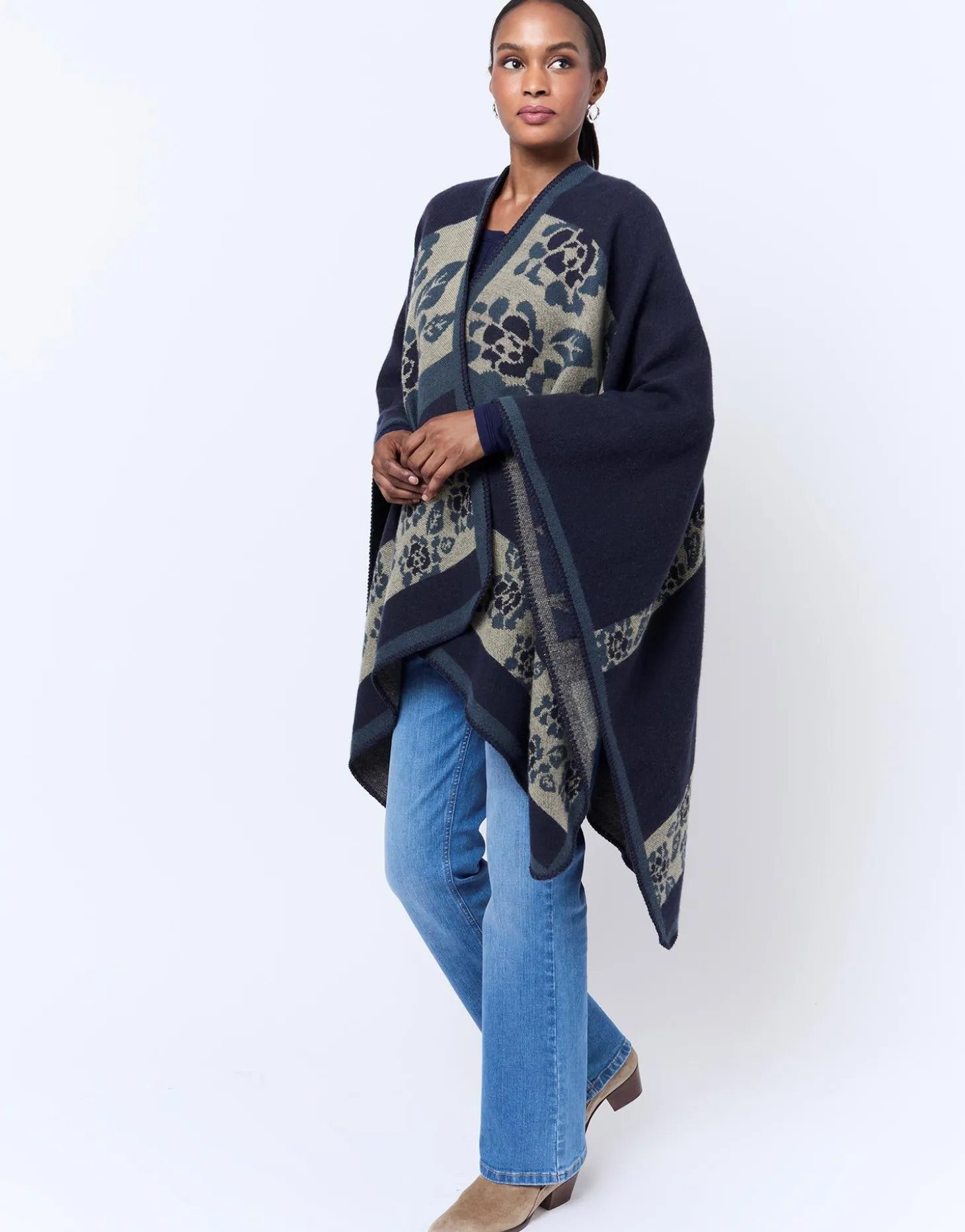 Poncho uni MARINE Femme