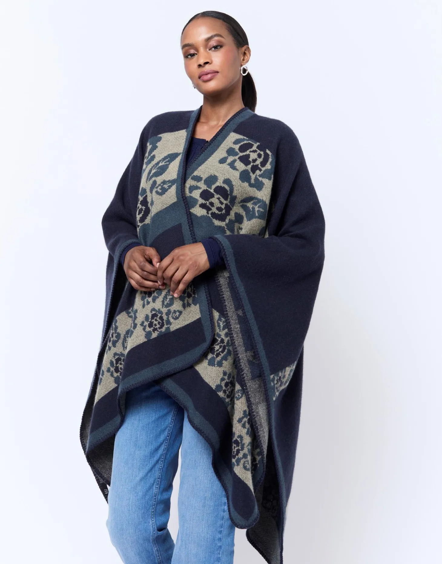 Poncho uni MARINE Femme