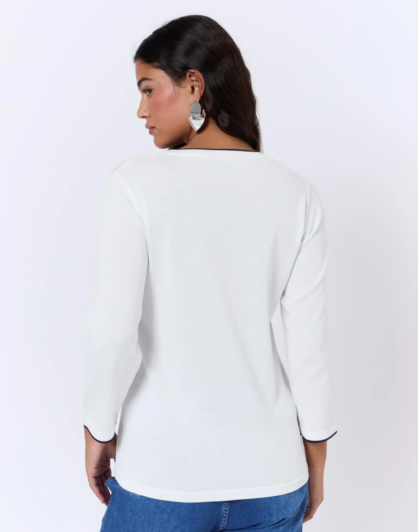 Pull fin à message BLANC Femme