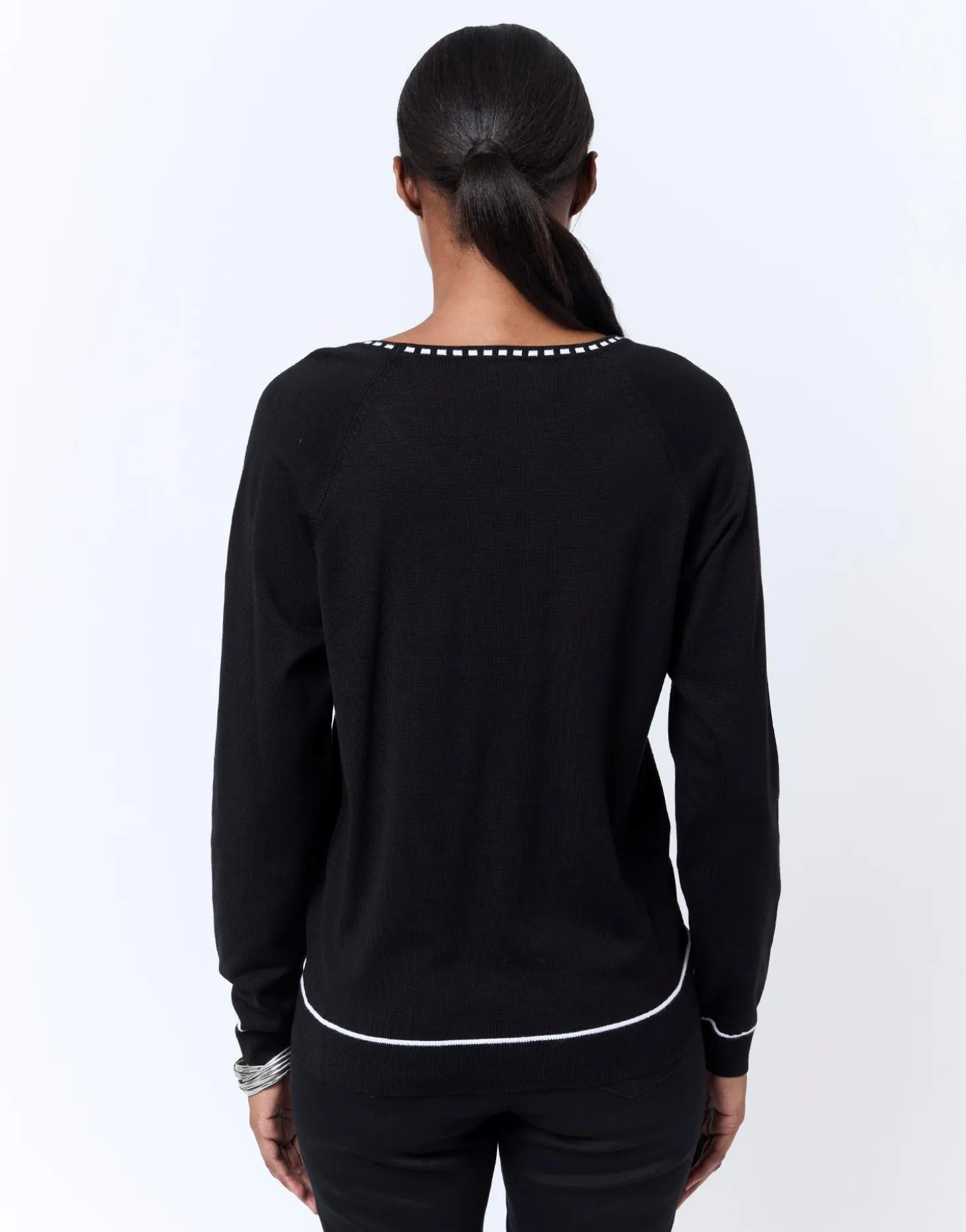 Pull fin bicolore NOIR Femme