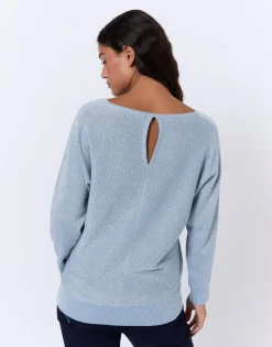 Pull fin brillant BLEU Femme